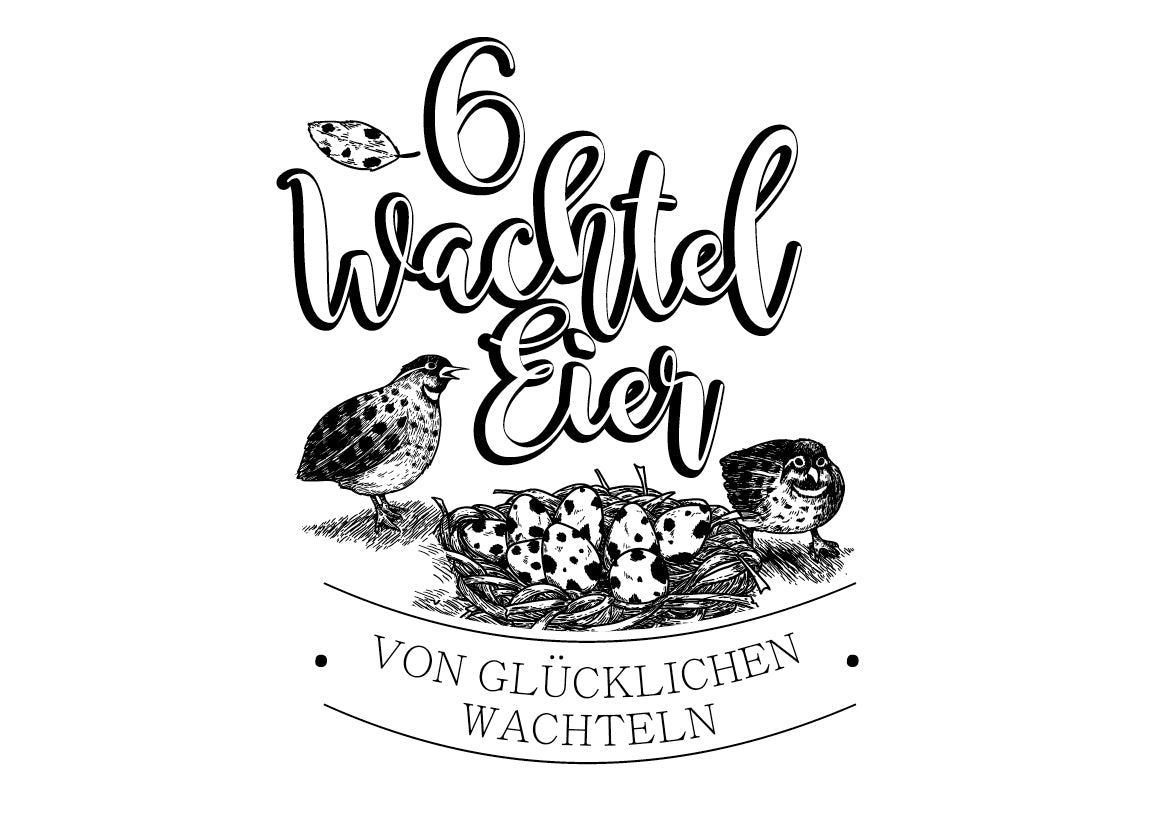 Eierschachtel-Stempel "Von glücklichen Wachteln" 6 Wachteleier