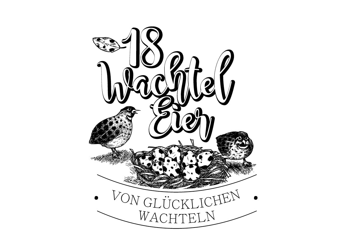 Eierschachtel-Stempel "Von glücklichen Wachteln" 18 Wachteleier