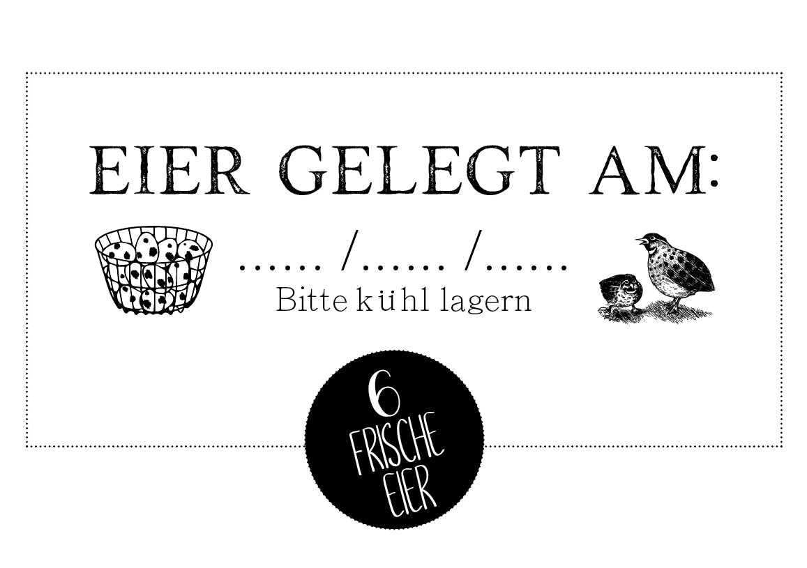 Eierschachtel-Stempel 6 Frische Wachtel-Eier gelegt am ...