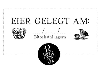 Eierschachtel-Stempel 12 Frische Wachtel-Eier gelegt am ...