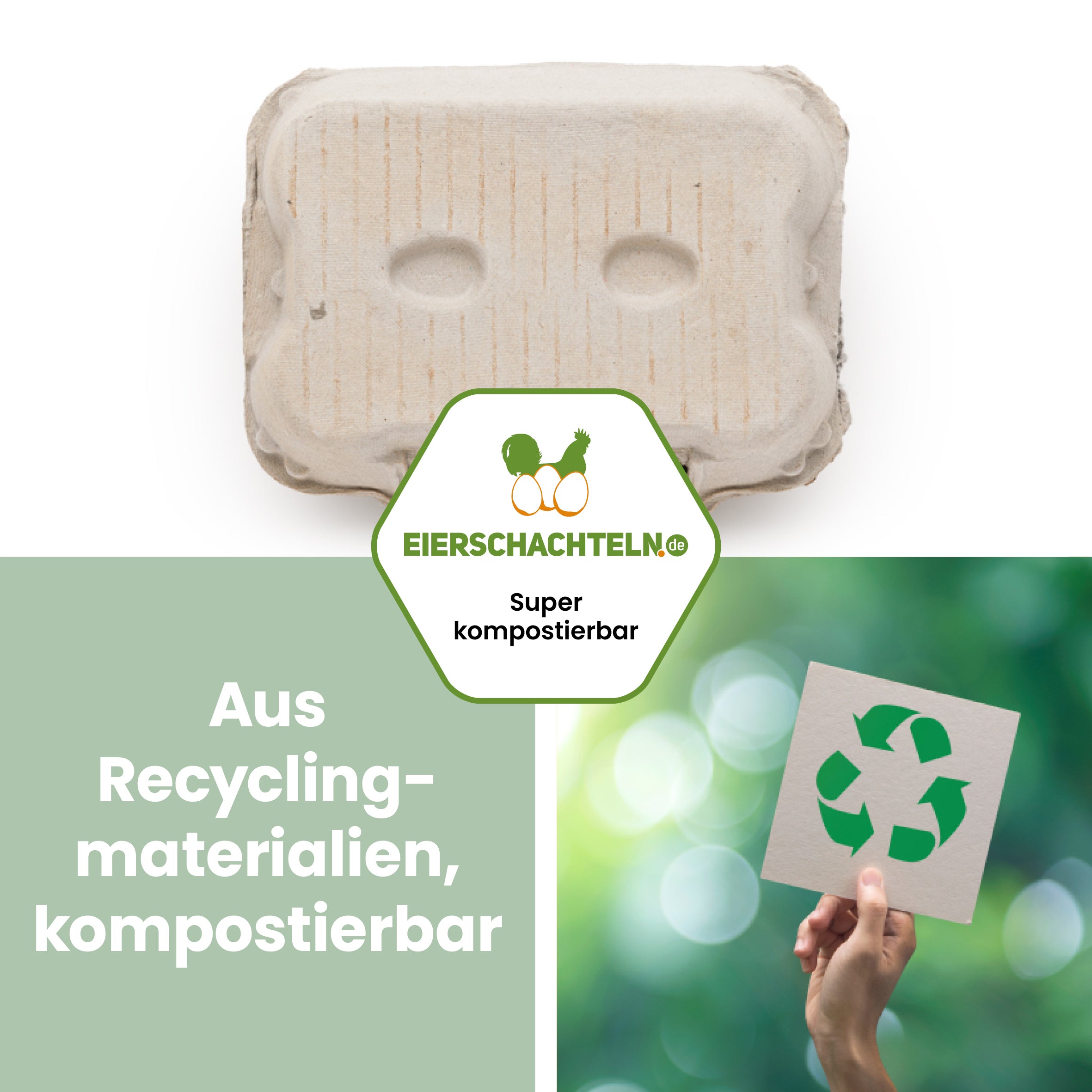 TopCom 6er ohne Etikett "Aus Recyclingmaterialien, kompostierbar"