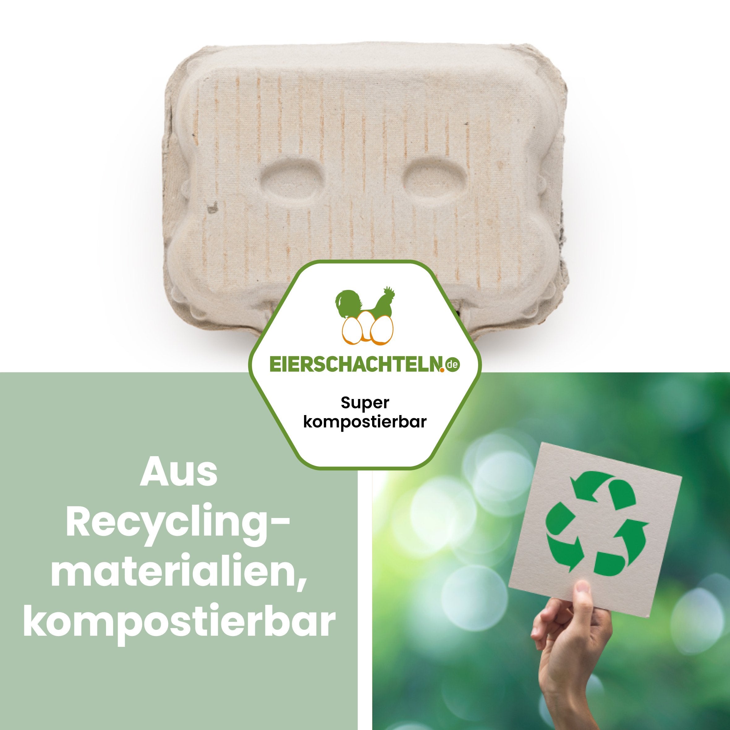 6er Eierschachtel TopCom neutral "Aus Recyclingmaterialien, kompostierbar" 