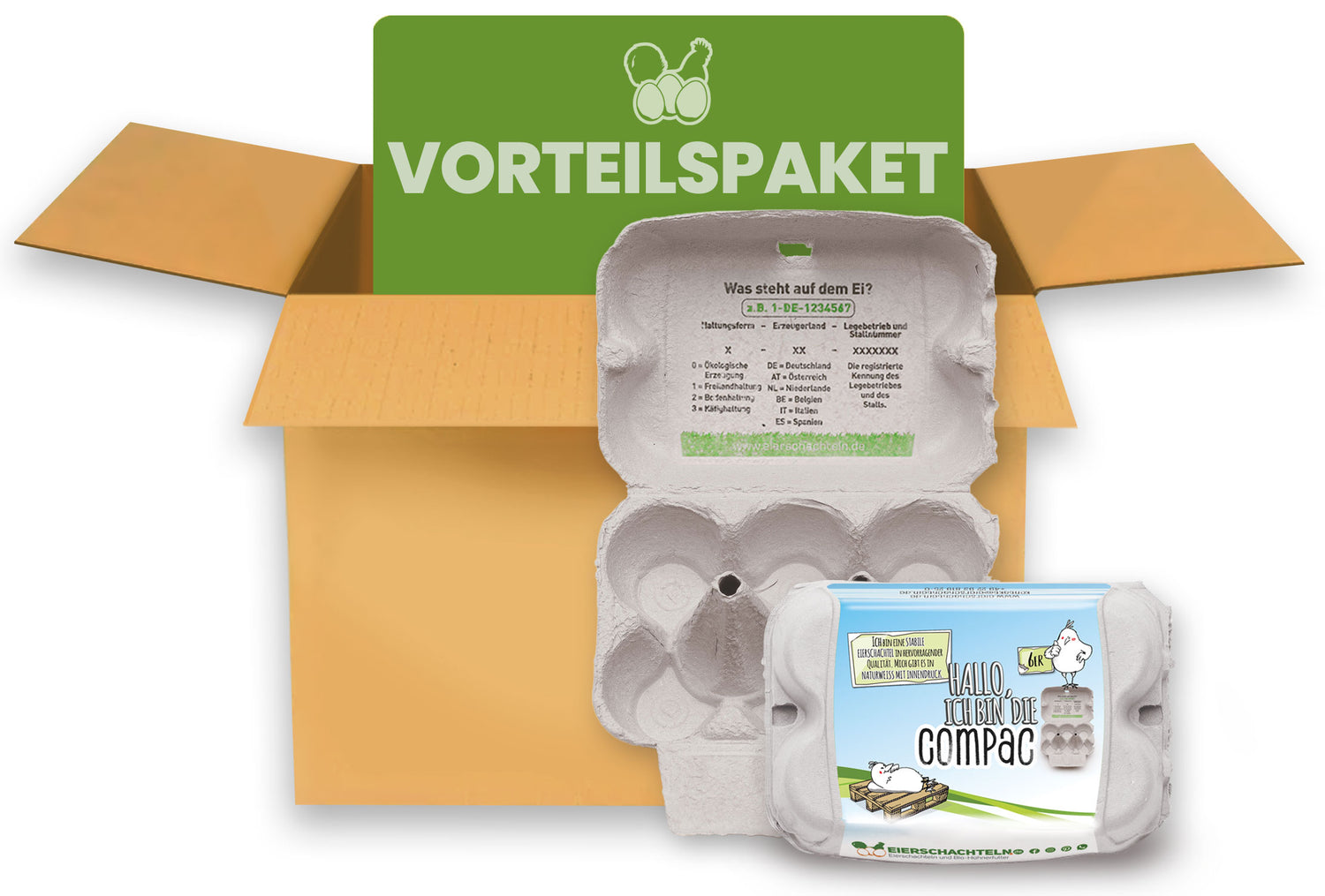 6er ComPac weiß mit Innendruck und eigenem Etikett