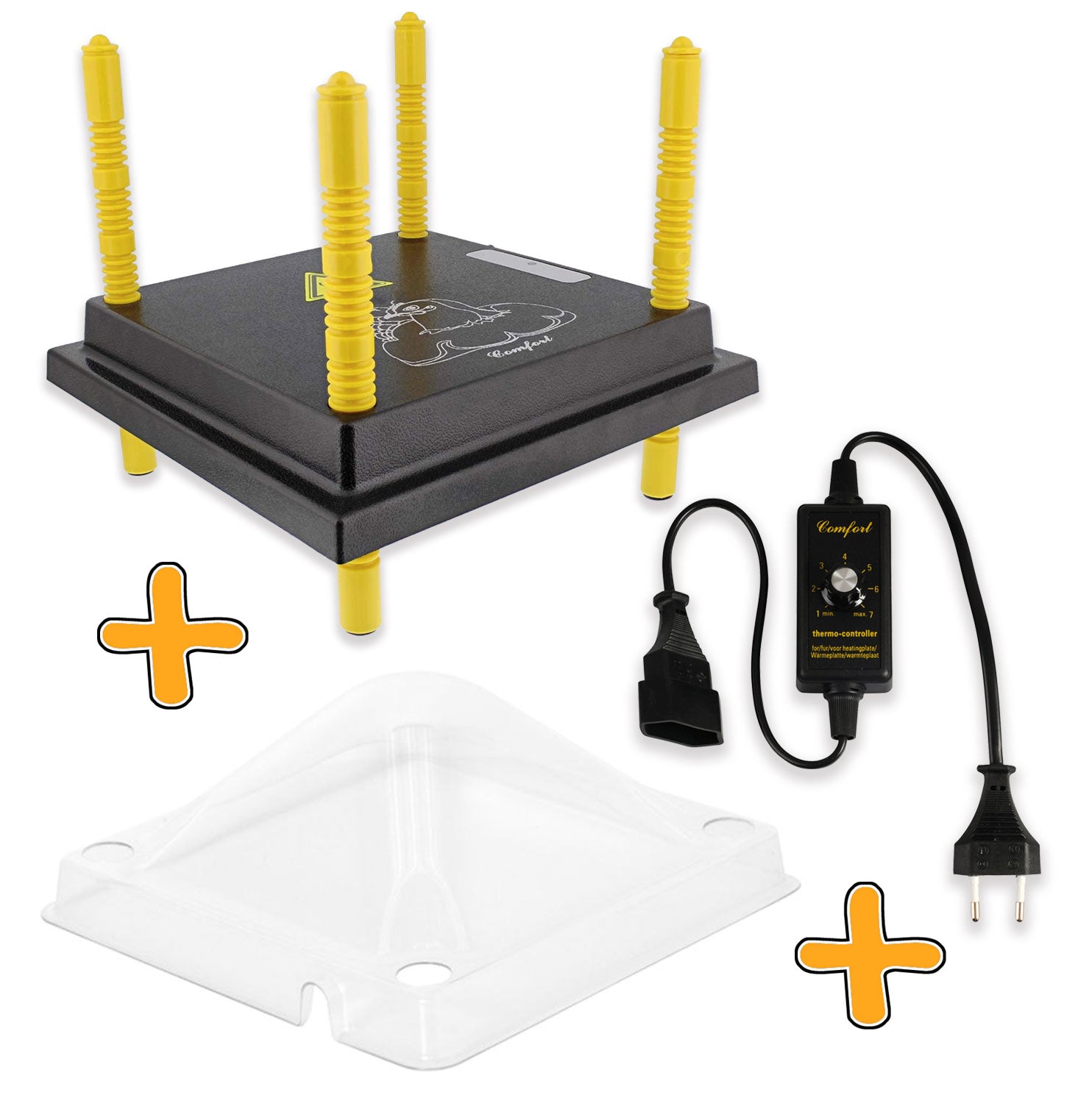 Kükenwärmeplatte 40 x 40 cm mit Schutzhaube und Dimmer