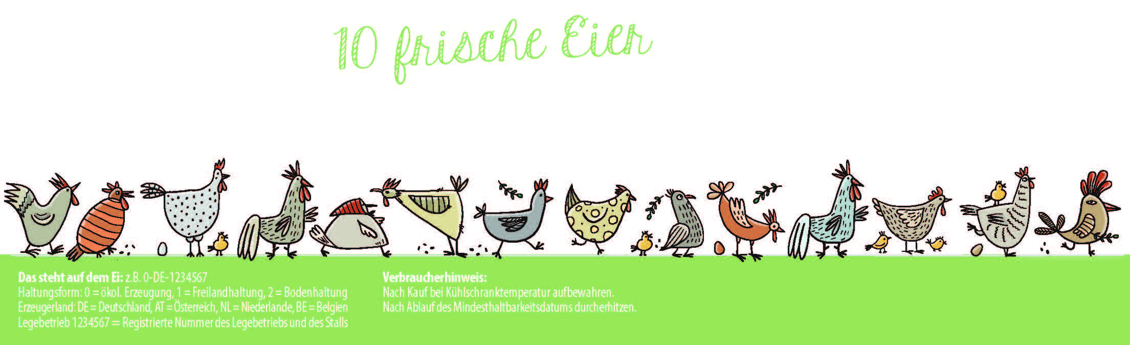 500 Stück Thermoetiketten für 10er Eierschachteln mit individuellem Eindruck – 4 Designvarianten