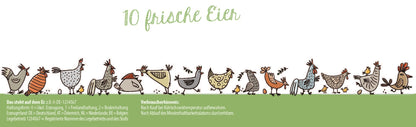 500 Stück Thermoetiketten für 10er Eierschachteln mit individuellem Eindruck – 4 Designvarianten
