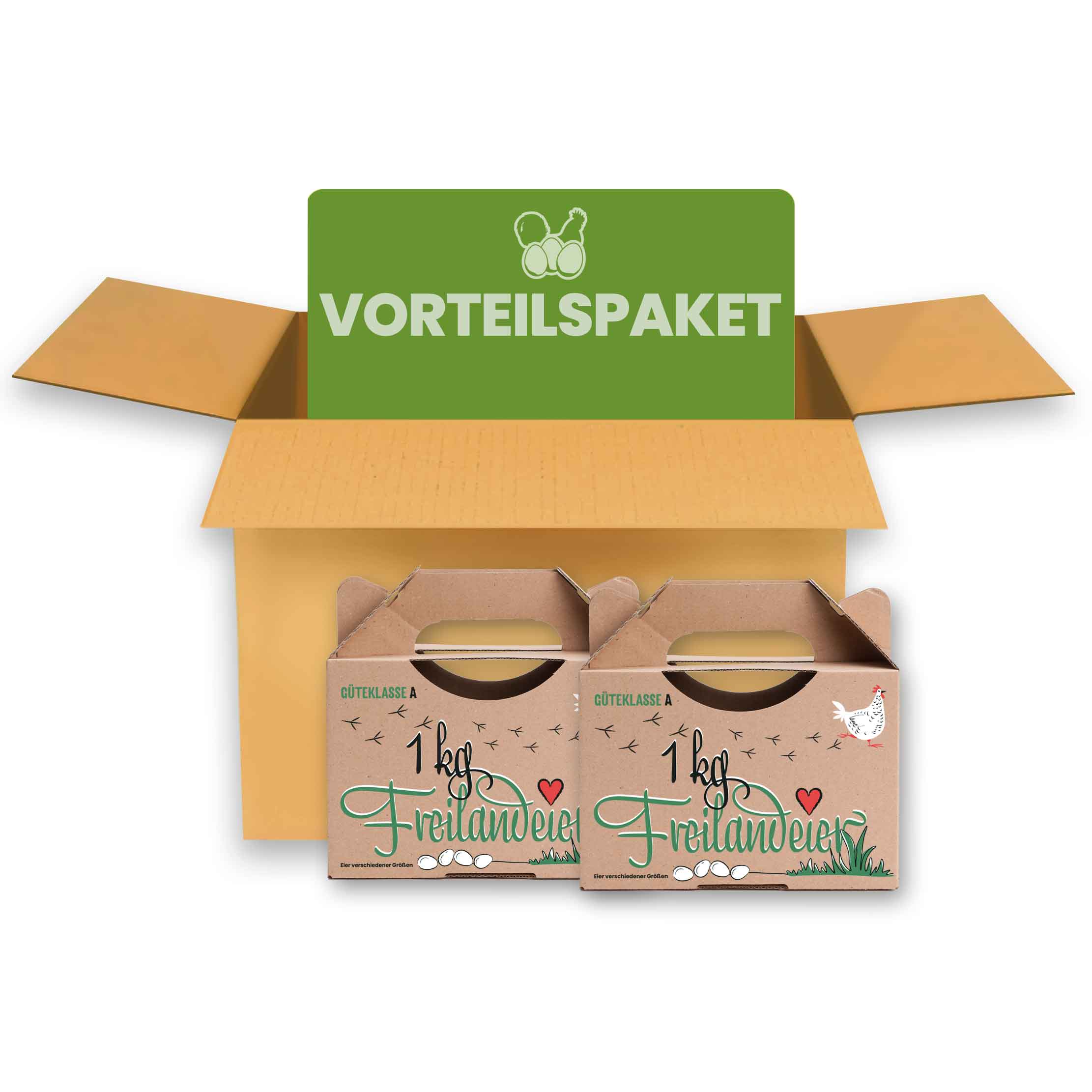 560 Stück (Vorteilspaket) 1 kg Box mit Aufdruck „1 kg Freilandeier“
