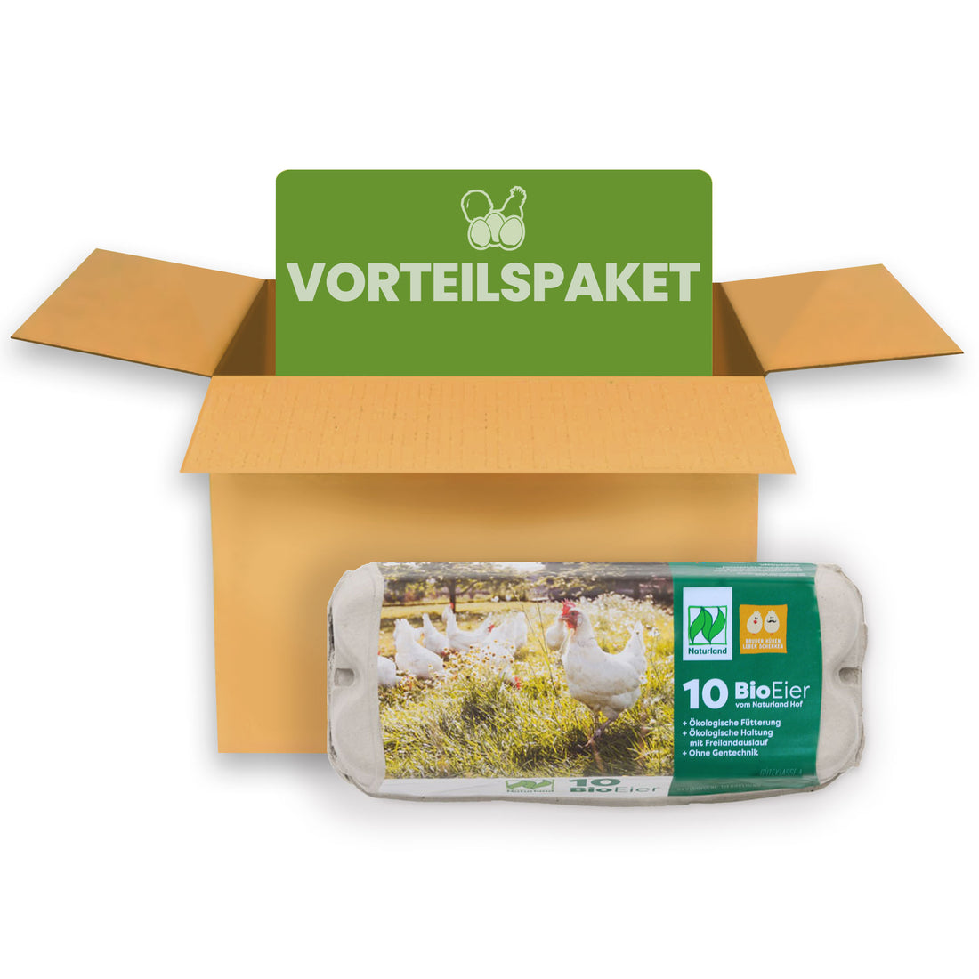 10er ComPac Eierschachteln mit Naturland-Etikett, Vorteilspaket 
