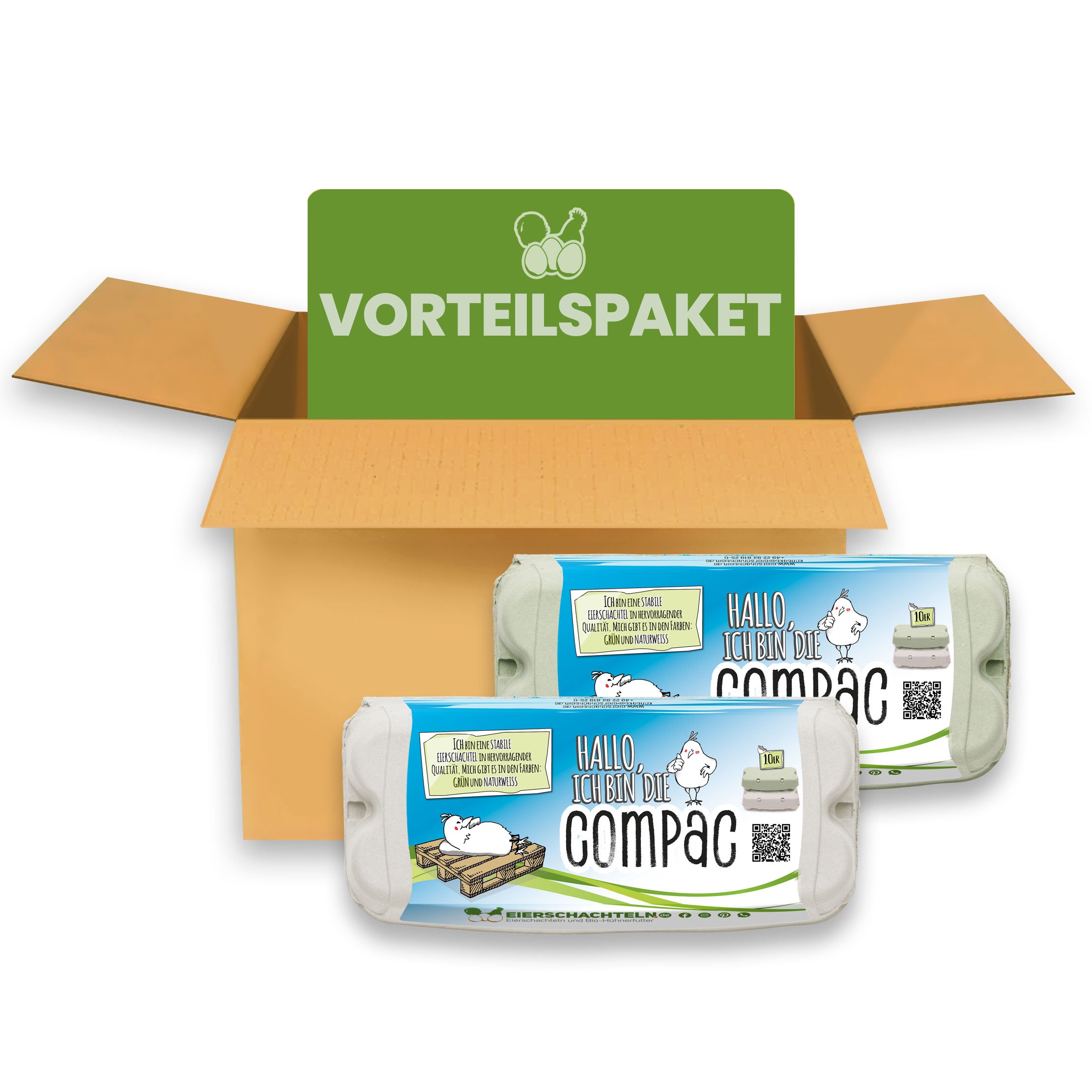 10er ComPac Eierschachteln mit eigenem Etikett - 390 Stück im Vorteilspaket