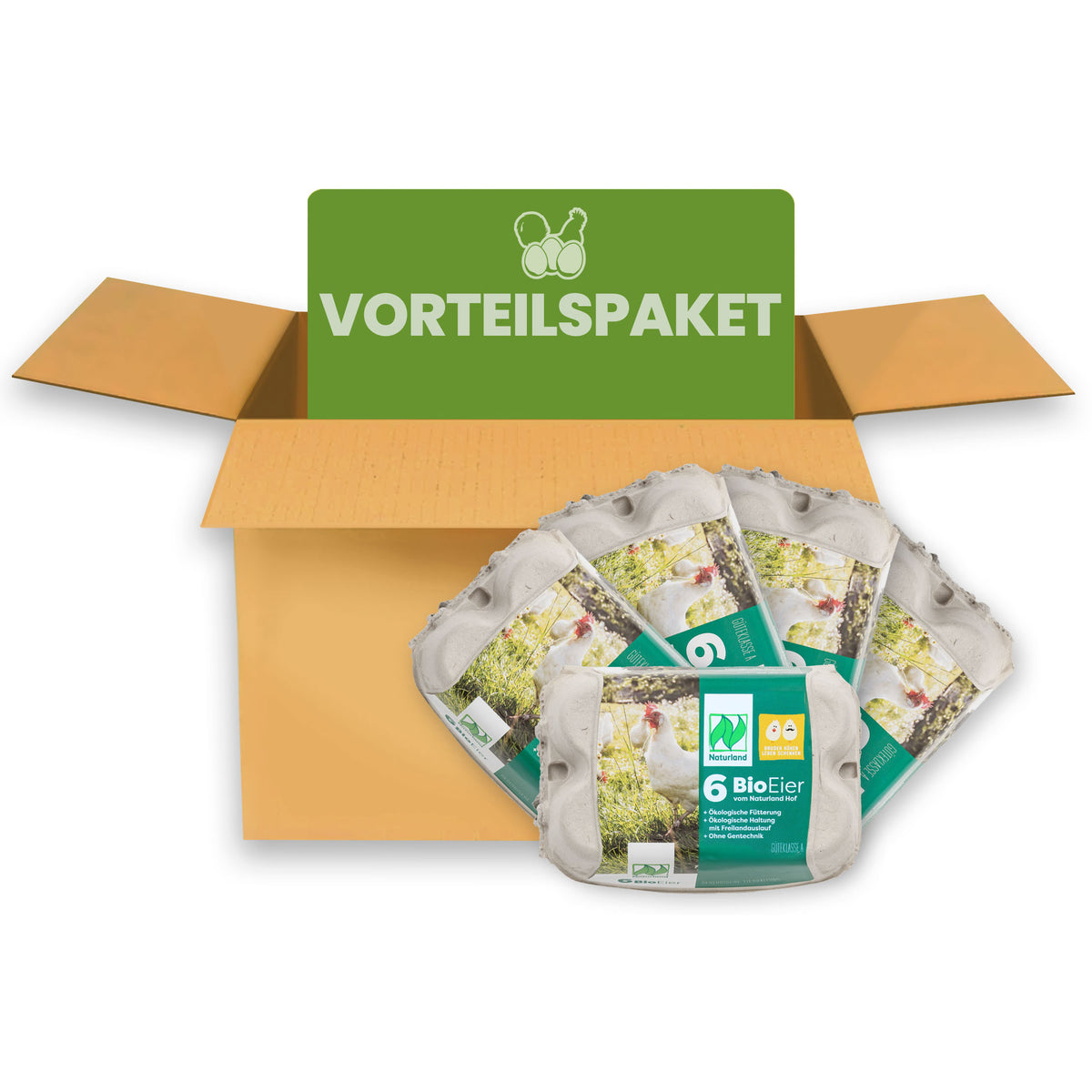6er ComPac Eierschachteln mit Etikett Naturland Vorteilspaket 