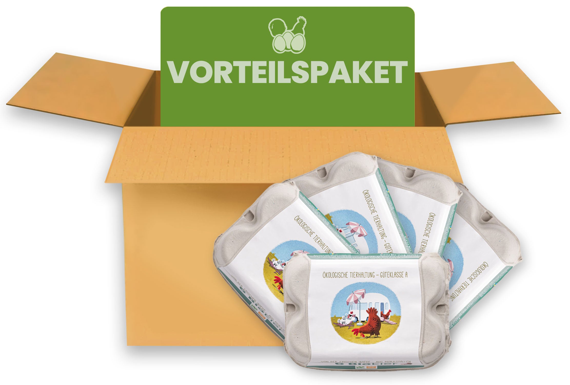6er ComPac Eierschachtel mit Mobilstalletikett, Naturland Vorteilspaket 540 Stück