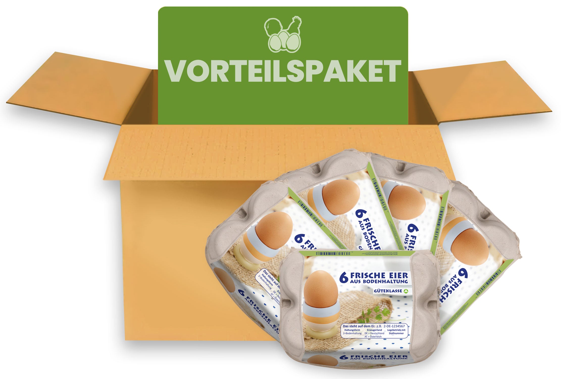 540 Stück 6er Eierschachteln ComPac Bodenhaltung im Vorteilspaket