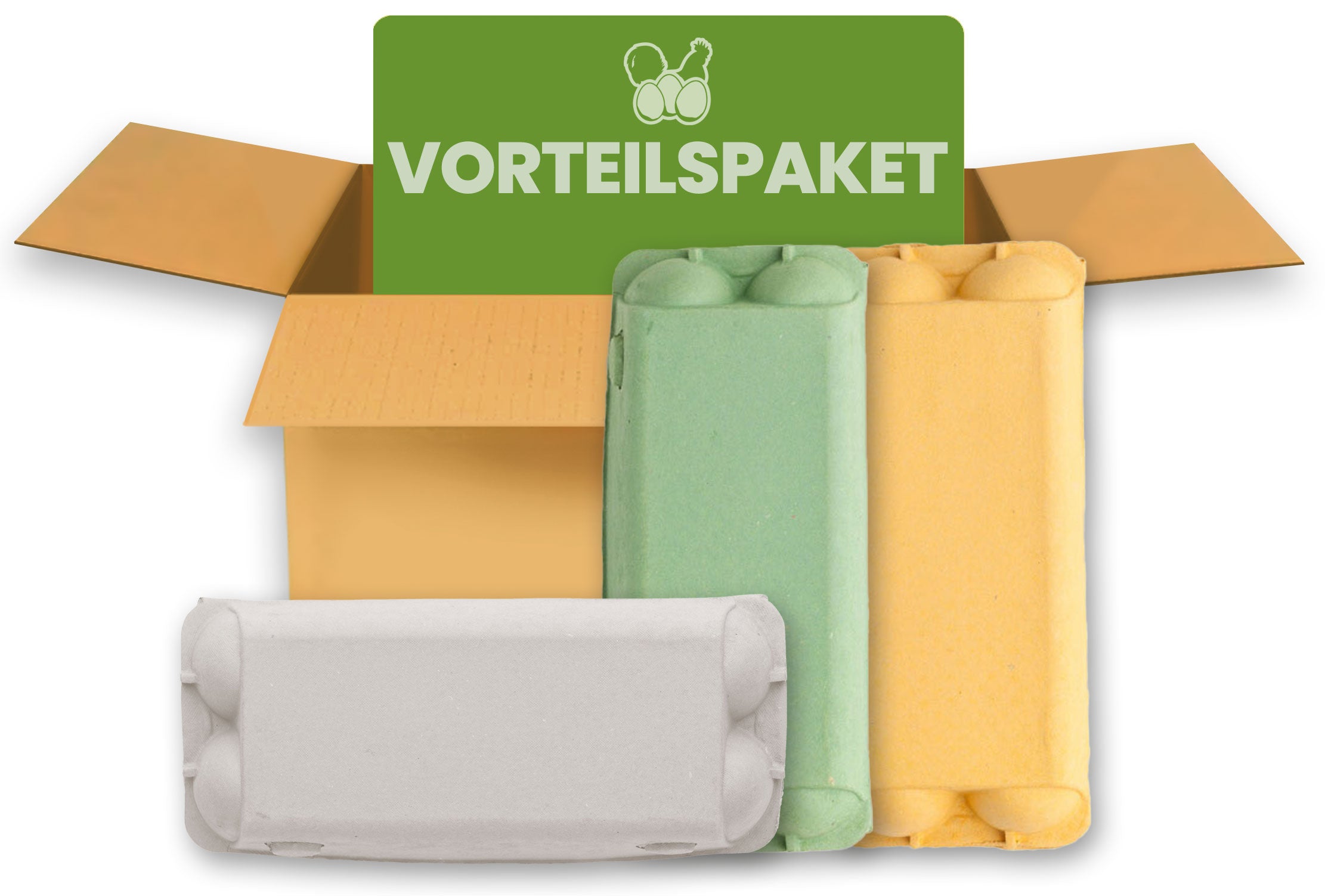 Vorteilspaket imagic 10er Eierschachteln 336 Stück (grün, gelb oder grau)
