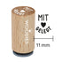 Mini-Woodie-Stempel Durchmesser 1,1 cm Edition Hühnergeschichten „Mit Liebe gelegt“, Stempelbild 11mm
