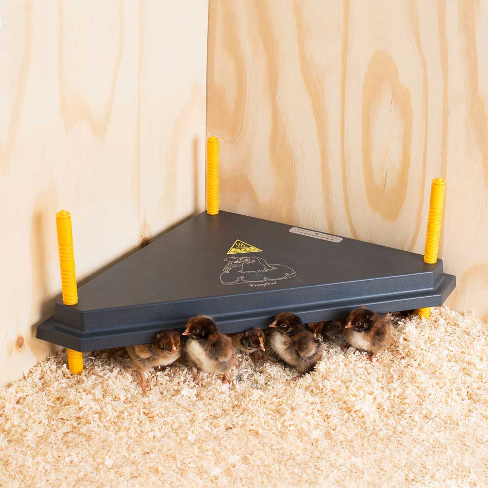 Kükenwärmeplatten Dreieck 30 / 40 cm – platzsparend für die Ecke
