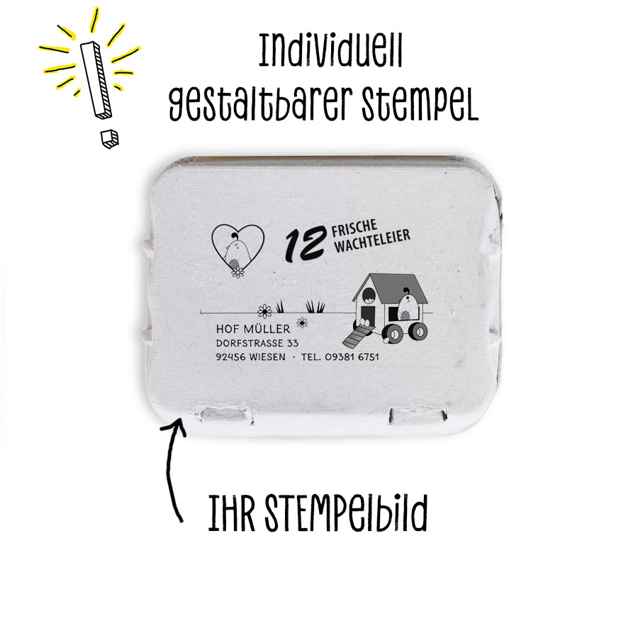 Stempel für Eierschachteln, 12er Wachteleierschachtel "individuell gestaltbarer Stempel, ihr Stempelbild"