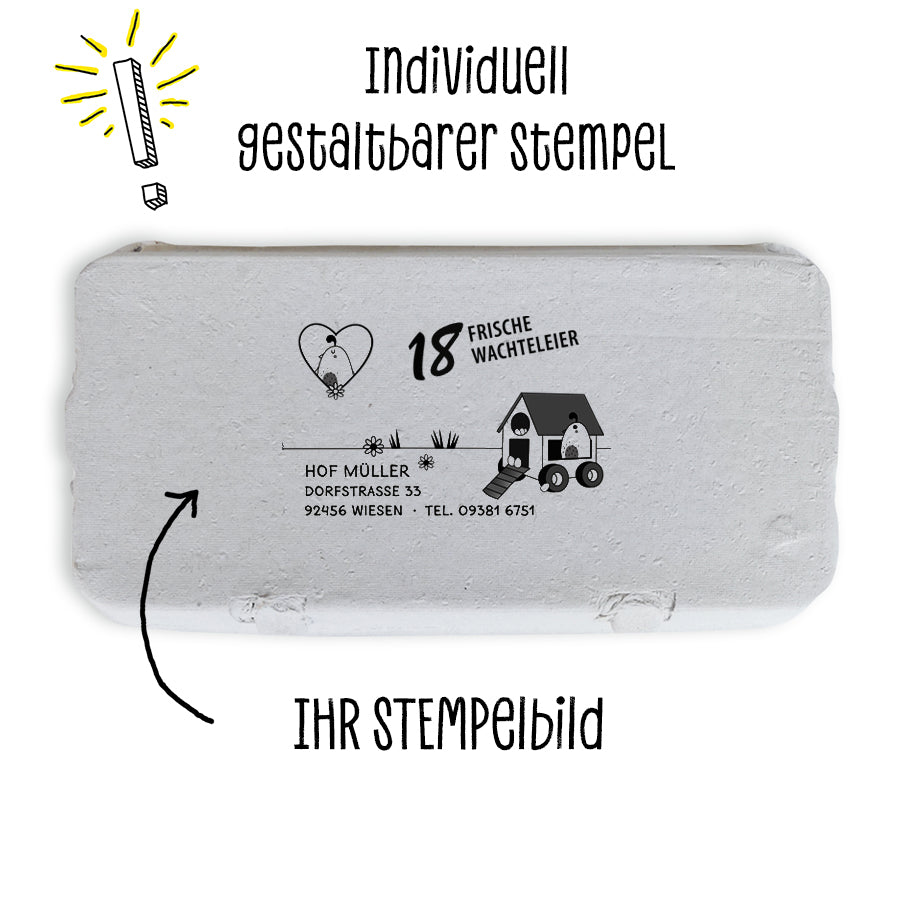 Stempel für Eierschachteln, 18er Wachteleierschachtel "individuell gestalteter Stempel, Ihr Stempelbild"