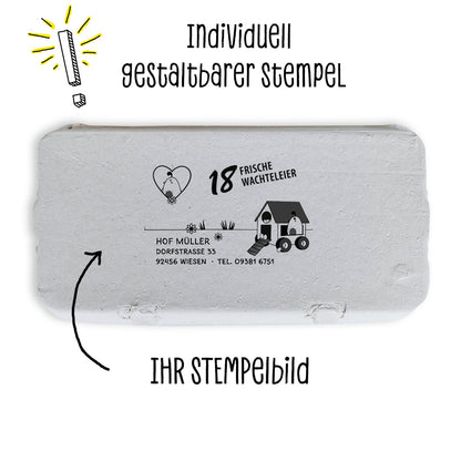 Stempel für Eierschachteln, 18er Wachteleierschachtel "individuell gestalteter Stempel, Ihr Stempelbild"