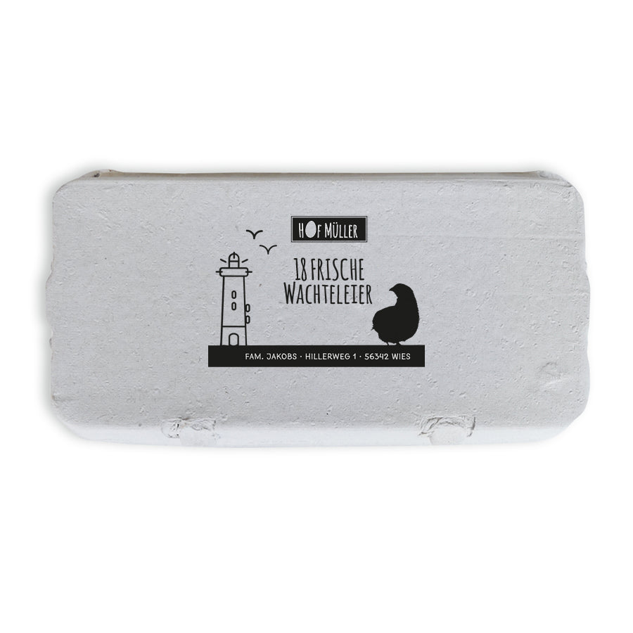 Stempel für Eierschachteln, 18er Wachteleierschachtel, schwarz