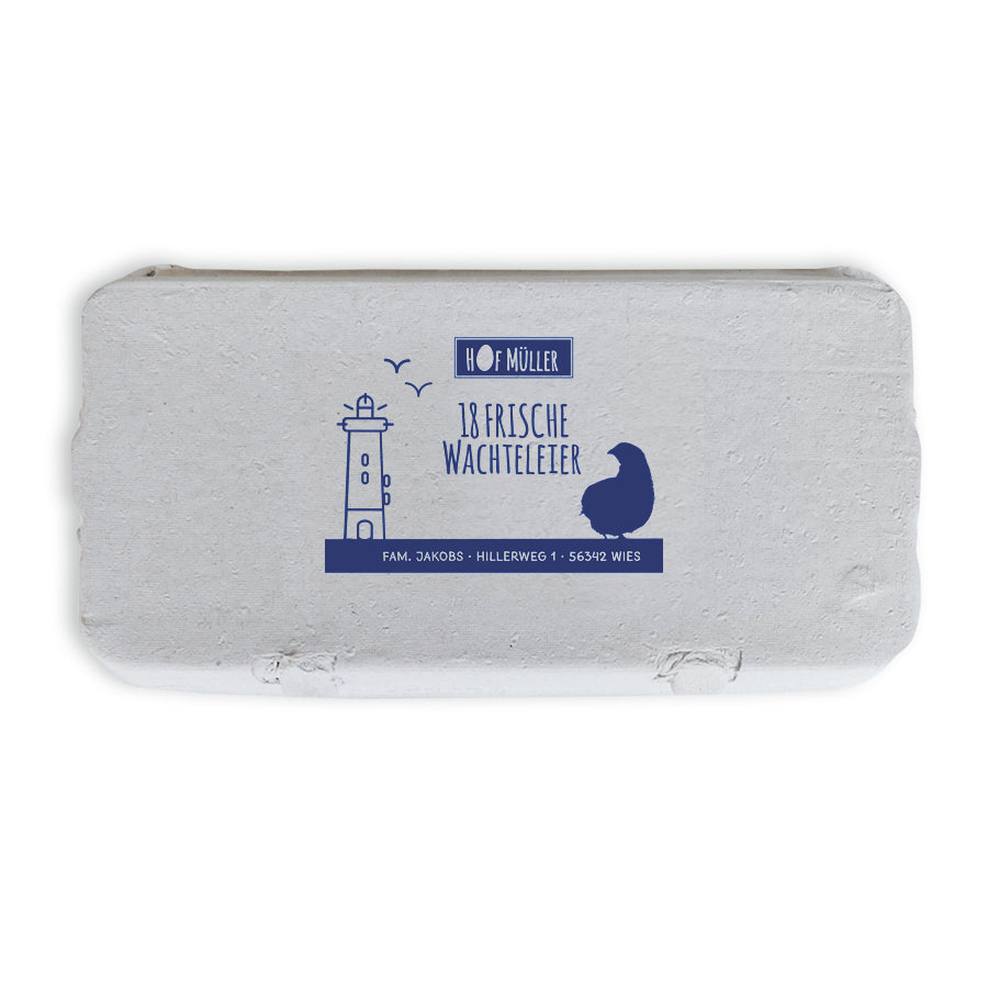 Stempel für Eierschachteln, 18er Wachteleierschachtel, blau