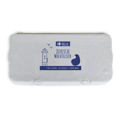 Stempel für Eierschachteln, 18er Wachteleierschachtel, blau