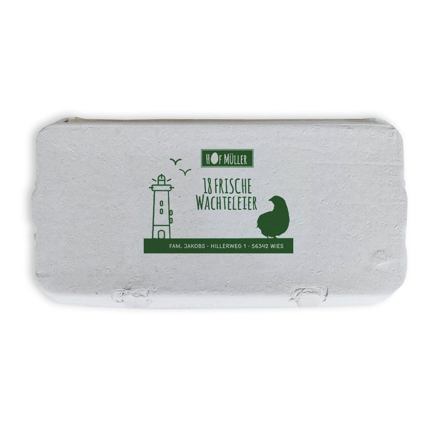 Stempel für Eierschachteln, 18er Wachteleierschachtel, grün