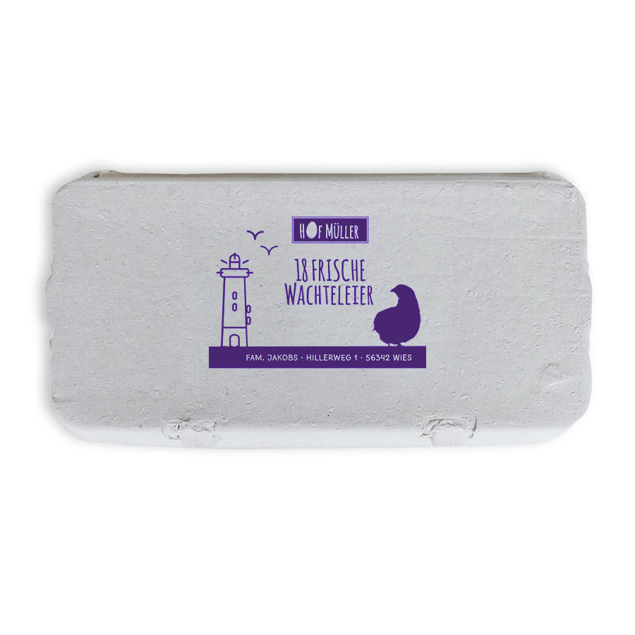 Stempel für Eierschachteln, 18er Wachteleierschachtel, violett