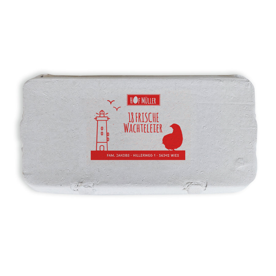 Stempel für Eierschachteln, 18er Wachteleierschachtel, rot