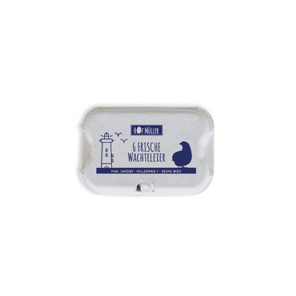 Stempel für Eierschachteln, 6er Wachteleierschachtel aus Pappe, blau