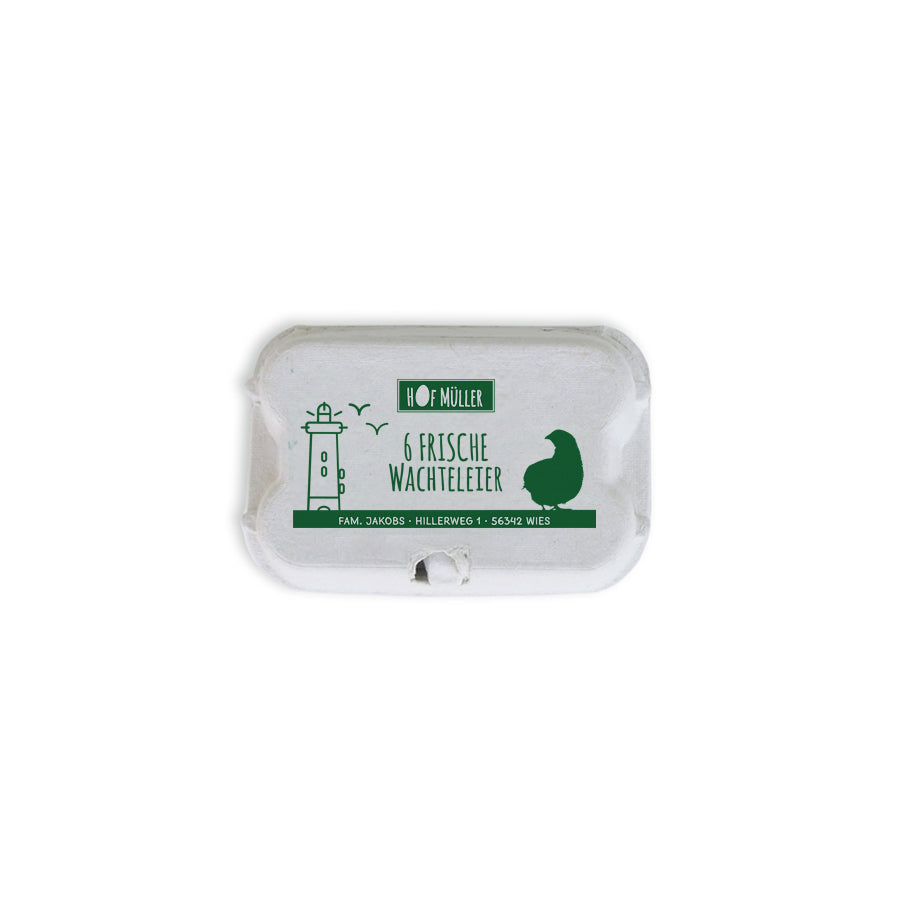 Stempel für Eierschachteln, 6er Wachteleierschachtel aus Pappe, grün
