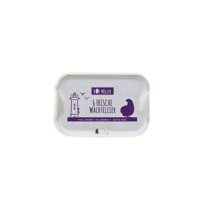 Stempel für Eierschachteln, 6er Wachteleierschachtel aus Pappe, violett