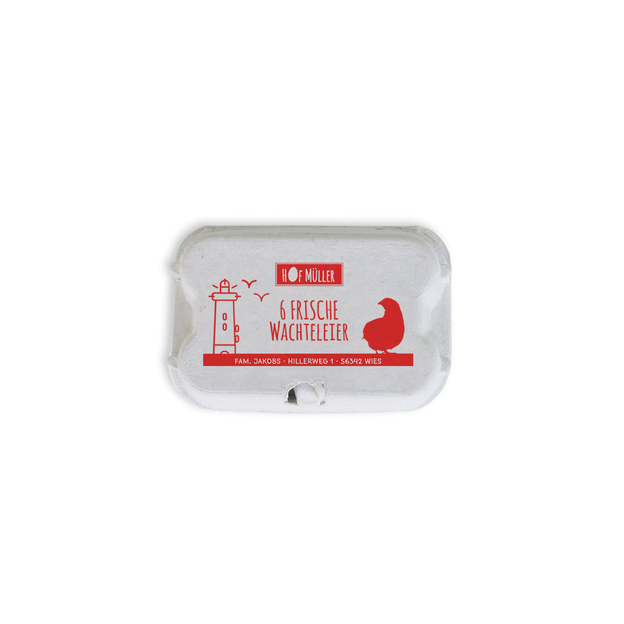 Stempel für Eierschachteln, 6er Wachteleierschachtel aus Pappe, rot