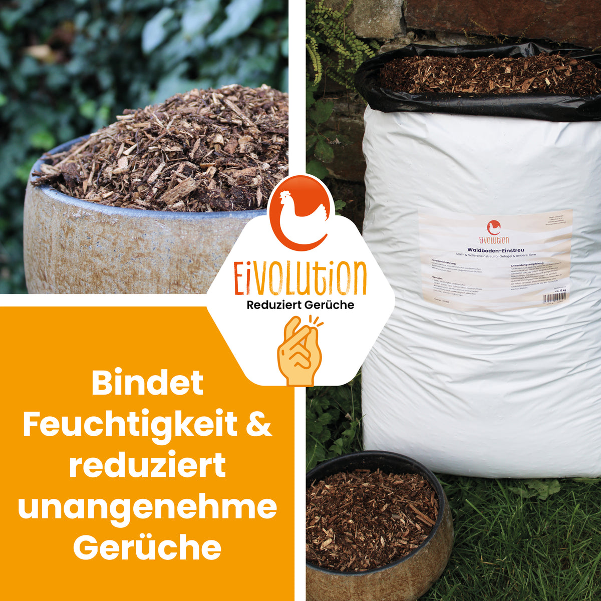 Waldboden-Einstreu "Bindet Feuchtigkeit &amp; reduziert unangenehme Gerüche"