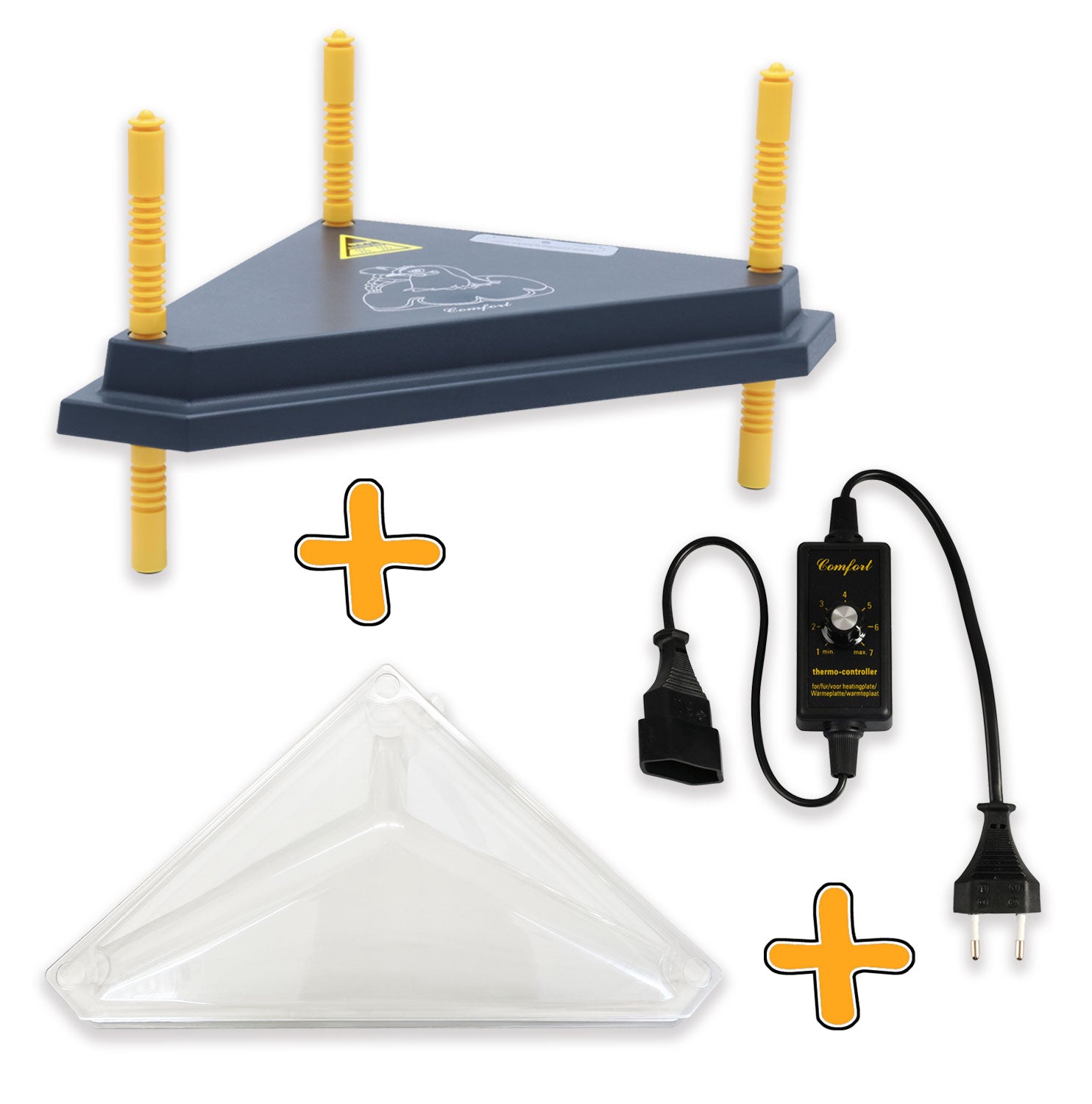 Kükenwärmeplatten Dreieck 30 / 40 cm – platzsparend für die Ecke