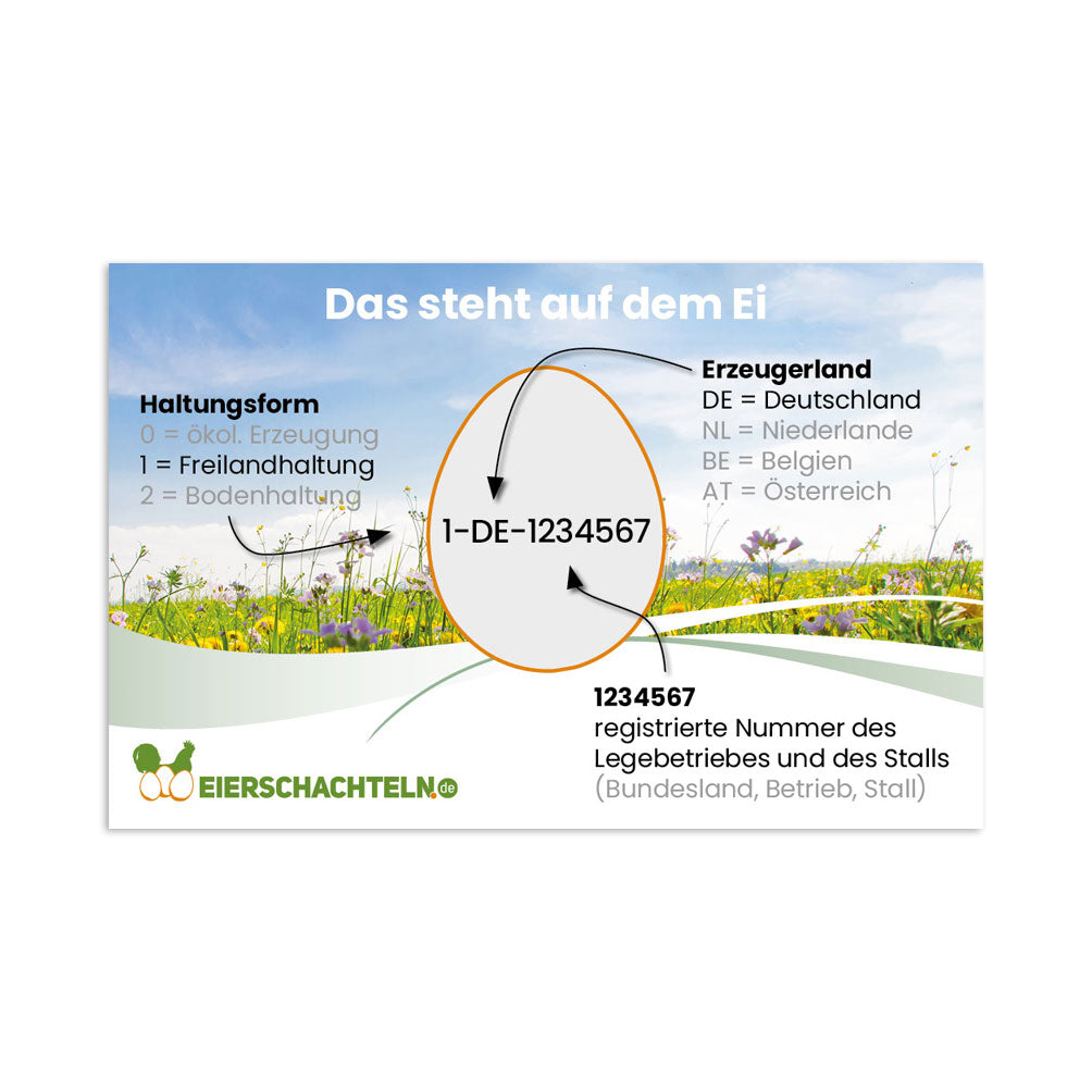 Karten mit Erzeugercode-Erklärung in drei Varianten