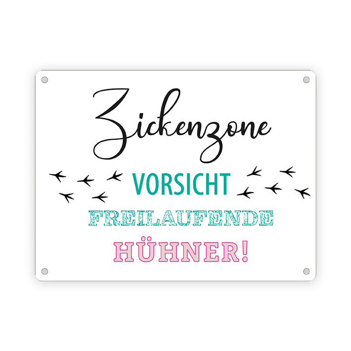 Alu-Schild Little Farm Design "Zicken", gewölbt und geprägt 14,8 x 21 cm