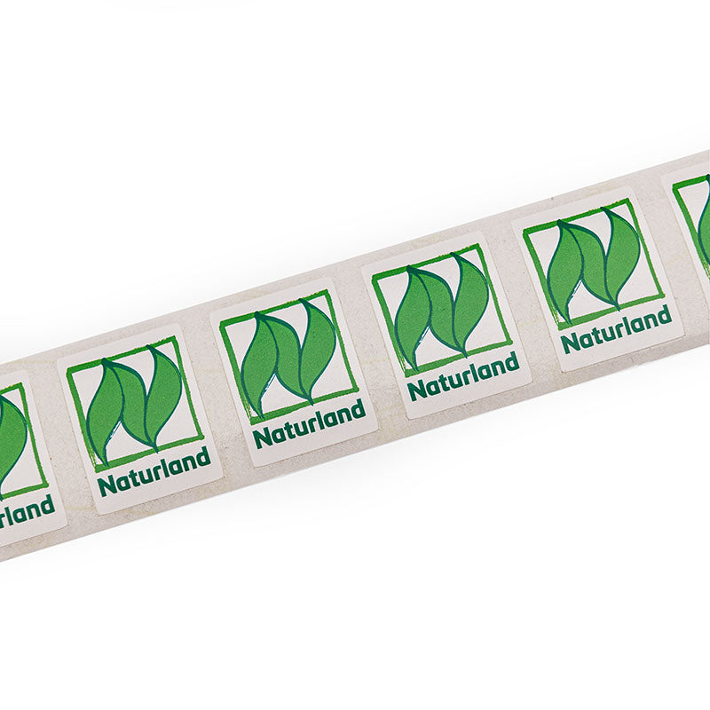 Naturland Sticker - kleiner Aufkleber mit farbigem Naturland Logo, abgerollt