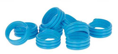Bunte Spiralringe / Fußringe zur Kennzeichnung von Legehennen 100 Stück, blau