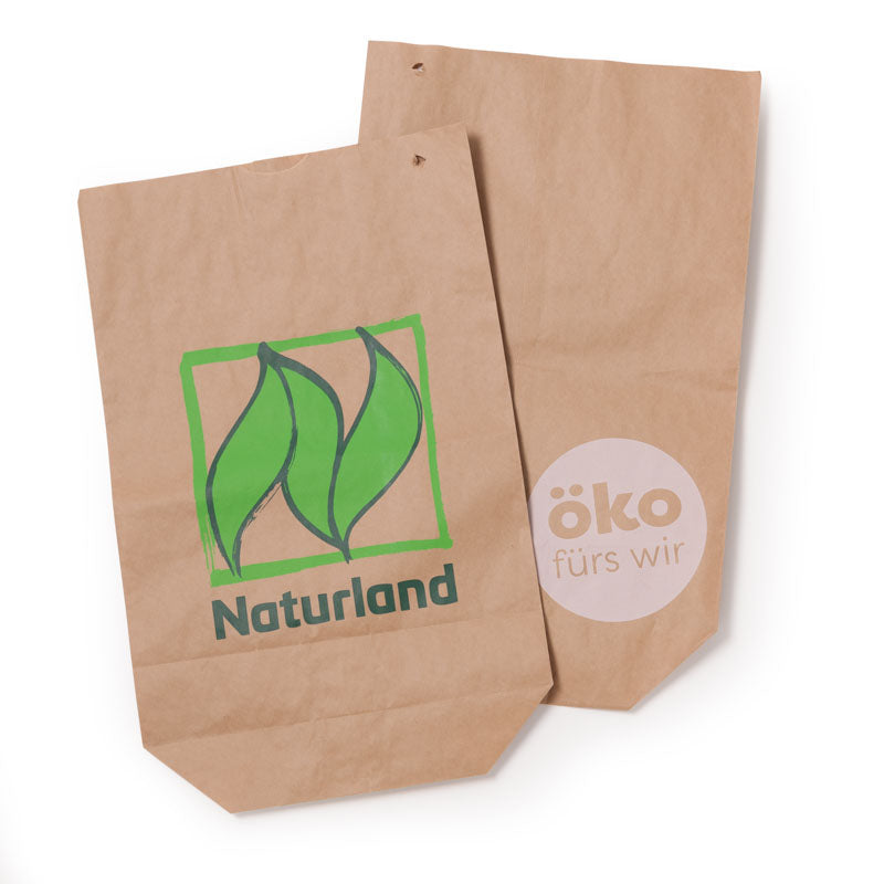 Bodenbeutel "Naturland" bis max. 5 kg, Vorder- und Rückseite