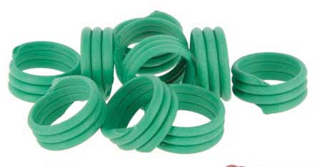 Bunte Spiralringe / Fußringe zur Kennzeichnung von Legehennen 100 Stück, grün