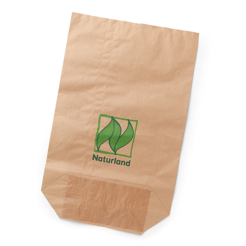 Papier-Getreidesäcke mit Naturland Logo für 25 kg / 50 kg, Rückseite 

