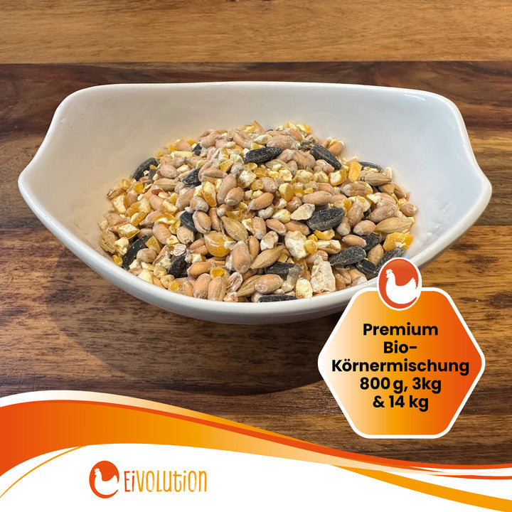 Premium Bio-Körnermischung 800g, 3kg &amp; 14kg.